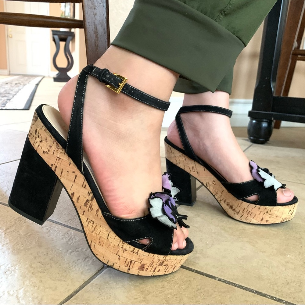 Authentic Prada Suede Cork Platform Sandals